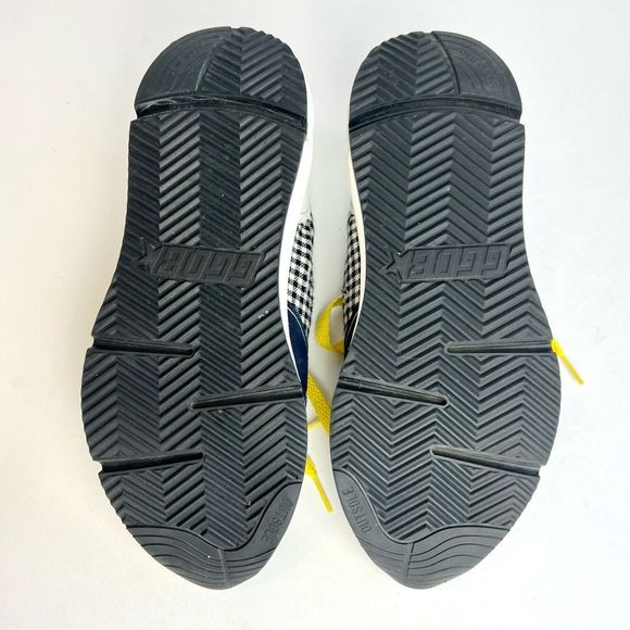 Golden Goose Running Sole Sneakers in Navy/White Check and Yellow Star Sz 38, US - Picture 8 of 12